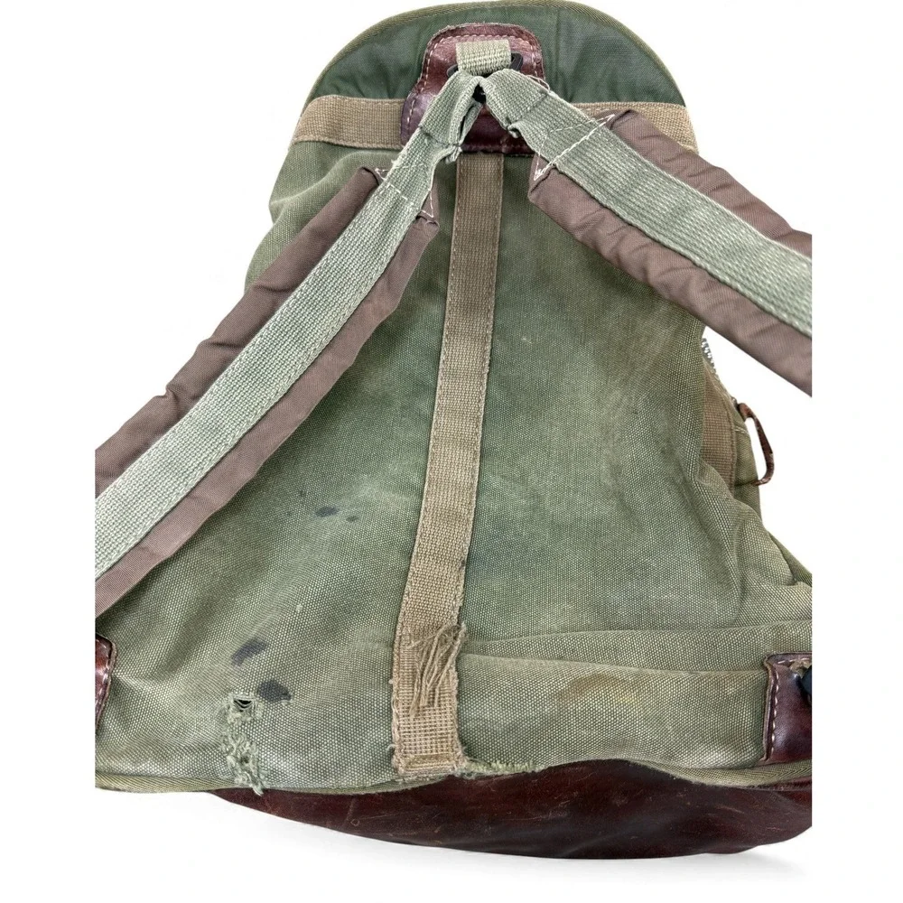 Vintage The Orvis Company Canvas Leather Backpack Green Outdoor Travel 80s 90s